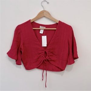 L*Space Piper Red Swimwear Beachwear Cover up CropTop Small